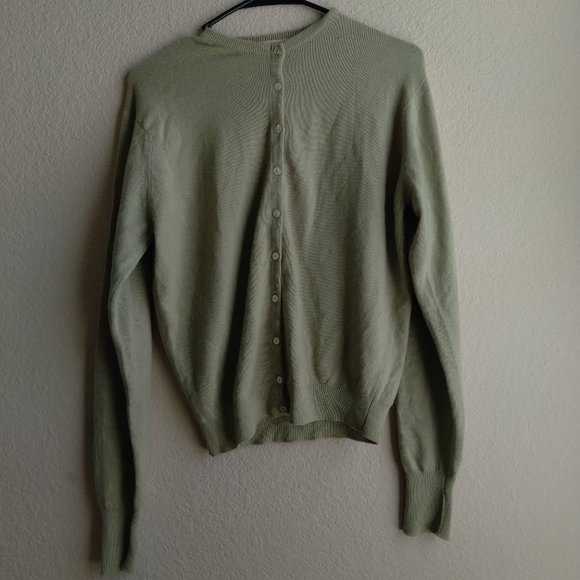 Lyle & Scott Sweaters - Vintage 1950s Lyle and Scott 100% Pure Cashmere Light Green Cardigan